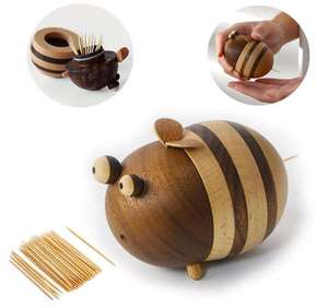 Wholesale Latest Design Hot Sale Home Desk Decor <b>Toothpick</b> Storage Box Accessories Cute Gift Wooden <b>Toothpicks</b> Holder Dispenser - Product Image 1