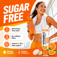 Comprimés effervescents de vitamine C 1000 mg saveur orange, complément alimentaire soluble, 20 comprimés OEM