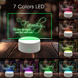 3D Luminous Circular Acrylic Wood Base LED Night <b>Light</b> RGB Lighting Remote Touch Control Modern Design for Bedroom <b>Small</b> Holiday - Product Image 1