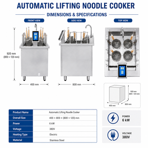 Commercial Automatic Lifting Noodle Cooker 6KW Electric Pasta Cooker Machine with Smart Touch Control for Ramen Restaurant - Product Image 3