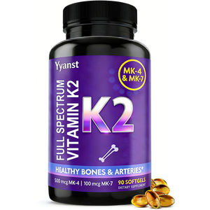 Cápsulas Blandas de Vitamina K2 para el Apoyo Cognitivo y la Salud Ósea con MK-4 y MK-7, Bajo en Azúcar, Empaque Personalizado para Adultos, OEM/ODM - Product Image 1