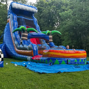 Tobogán Inflable Comercial Azul para Adultos, Tobogán de Agua de PVC de 2 Carriles, Toboganes de Agua Inflables para Niños y Adultos para Exteriores y Hogar - Product Image 3