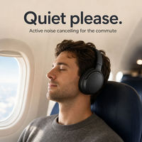 Casque Bluetooth à réduction de bruit active supra-auriculaire, sans fil, ANC, longue autonomie, confortable, pour les voyages, le bureau, OEM