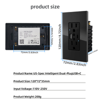 Prise murale intelligente Wi-Fi double prise standard US Tuya avec ports USB+C, compatible Alexa Google Home, contrôle vocal, minuterie et application à distance