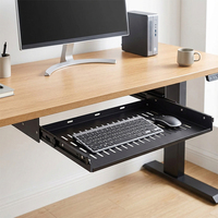Tiroir universel JH-Mech sous le bureau, avec serrure, fixation sur table, hauteur réglable, profondeur 14 pouces, en acier carbone noir