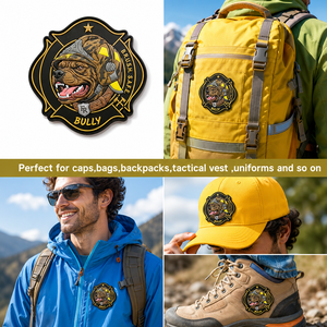 Patch PVC personnalisé tête de Bully Dog, résistant aux UV, badge en caoutchouc avec support Velcro pour vestes d'extérieur, sacs à dos de randonnée, équipement tactique - Product Image 2