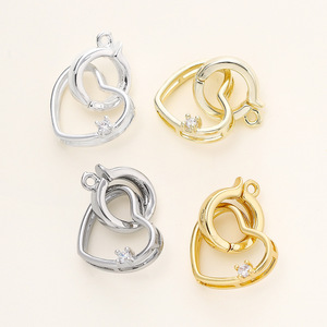 Heart Shape Jewelry Clasp 18k Gold Plated <b>Copper</b> For <b>Bracelet</b> Making DIY Accessories GA0608 - Product Image 5