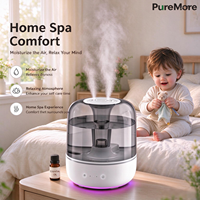 Humidificateur Confort 90ML avec Veilleuse, Brume Ultrasonique 28dB, Remplissage par le Haut, Faible Bruit, pour Chambre à Coucher, Apaisant pour Bébé/Enfant