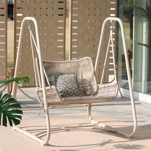 Fauteuil suspendu double moderne et simple en <span class=keywords><strong>rotin</strong></span> imperméable pour extérieur, idéal pour villa, maison, cour, balcon, chaise longue de loisirs en forme d'œuf - Product Image 2