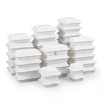 Contenitore per Alimenti in Plastica Bianco da 25oz, Adatto al Microonde, con Coperchio a Cerniera, 2 Scomparti, Monouso
