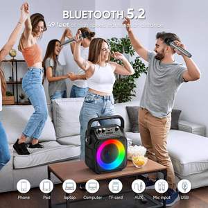 Altavoz de Karaoke Portátil Todo en Uno con Batería, 2 Micrófonos Inalámbricos y Luces RGB para Uso Doméstico - Product Image 2