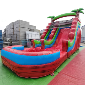 Commercial grade kids party toboggan gonflable jumping <b>house</b> tropical <b>inflatable</b> water slide with pool - Product Image 2