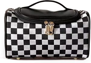 New Arrival <b>Makeup</b> <b>Brush</b> Bag <b>Case</b> Cosmetic Bag Pouch Storage Handle Houndstooth Pattern Cosmetic Bag - Product Image 1