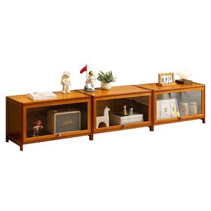 Mueble de TV Moderno de Madera con Puerta de Vidrio y Gabinete de Almacenamiento para Sala de Estar, Uso Doméstico, Diseño de Pie para Apartamentos Pequeños - Product Image 5