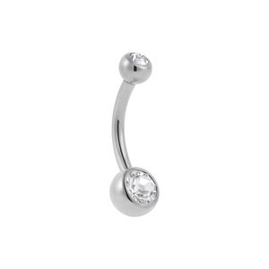 Siêu Sao tùy chỉnh ASTM F136 titan không ren rốn phong cách cổ điển Inlay Trắng Zircon bụng nút Vòng cơ thể xuyên đồ trang sức - Product Image 2