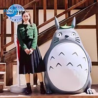 Statue de Totoro grandeur nature personnalisée pour l'extérieur, sculpture de dessin animé en fibre de verre écologique, statuette mascotte en résine d'art populaire pour