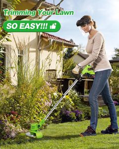 Cortacésped Eléctrico Inalámbrico de 21V <span class=keywords><strong>con</strong></span> Batería de 4.0Ah, 3 Tipos de Cuchillas, Desbrozadora sin Hilo, Motor Industrial de 4 Tiempos de 173cc para Jardín y Patio - Product Image 2