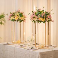 Supports à fleurs rectangulaires multi-tailles en métal doré, décorations de table, centres de table de mariage