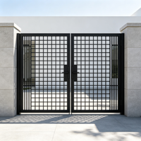 Portail de Villa à Double Battant en Alliage d'Aluminium Style Chinois Moderne Minimaliste à Commande Manuelle Modèle Chunyue 0336