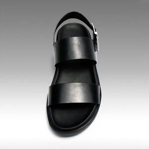 New Summer Men's Genuine Leather Flat Sandals Thick-Soled Casual Beach men Shoes Single Strap <b>Toe</b>-Revealing Roman Style Sandals - Product Image 4
