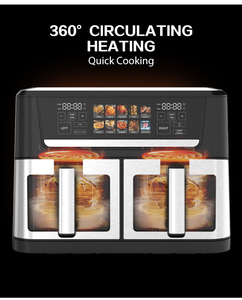 Lớn 12L thông minh Nồi chiên không khí LCD hiển thị thép không gỉ kỹ thuật số dầu-miễn phí đa chức năng Giỏ đôi cho hộ gia đình hình vuông - Product Image 3
