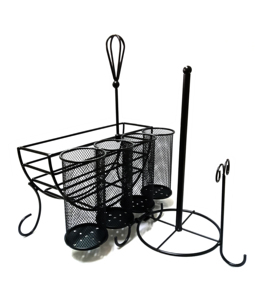 Organizador de Cocina de Metal Negro de Alta Calidad para Almacenamiento de Platos, Toallas de Papel y Utensilios, para Uso en Comedor y Cafetería - Product Image 6