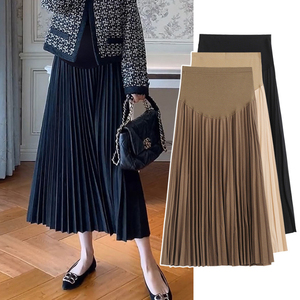 Ingrosso <span class=keywords><strong>gonna</strong></span> lunga incinta traspirante di alta qualità per le donne di maternità gonne a pieghe a vita alta aderenti invernali - Product Image 1