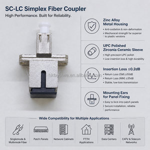 อะแดปเตอร์ไฟเบอร์ออปติกแบบ SC‑LC Simplex ตัวเรือนโลหะผสมสังกะสี ค่าการสูญเสียการแทรกที่ต่ำ UPC Fiber Flange Coupler สำหรับแผงแพทช์โทรคมนาคม - Product Image 2