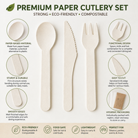 Ensemble d'ustensiles jetables en papier kraft avec logo personnalisé pour camping, restaurant, crème glacée, pâtisserie