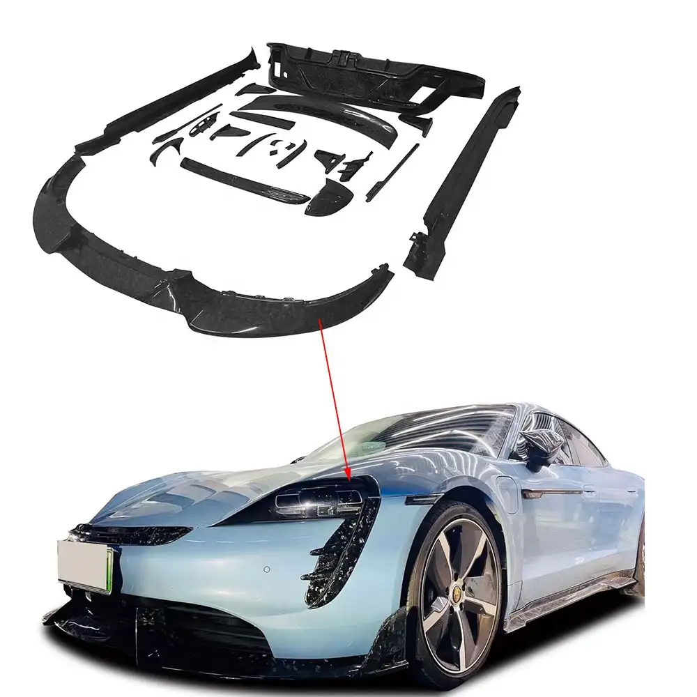 Kit de carros de fibra de carbono 3k, difusor frontal e traseiro, saia de lado, kit de corpo pequeno para porsche taycan mansory estilo bodykit