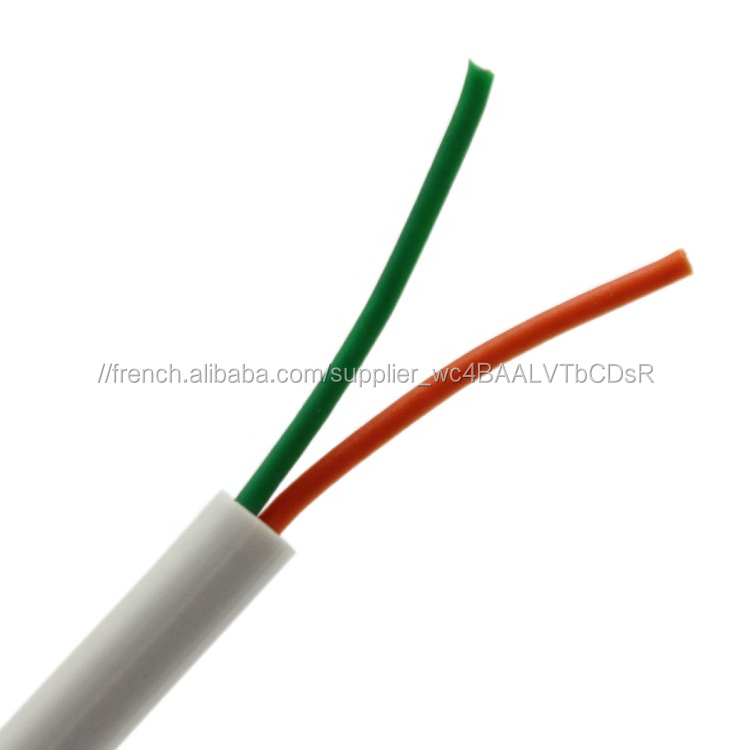 Cat3 cat5 cat6 0.5mm CU CCA PVC Veste 2 Core 1 Paires De Câble Téléphonique
