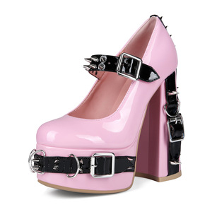 Punk Lolita Sweet Cool Rivet Y2K Spice Girl <b>Platform</b> Block <b>Heel</b> Plus Size Women Shoes - Product Image 1