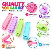 Clips de scellage réutilisables pour sacs alimentaires en plastique, lot de 12 pièces, multi-tailles, pour cuisine, collations, thé, avec logo personnalisé