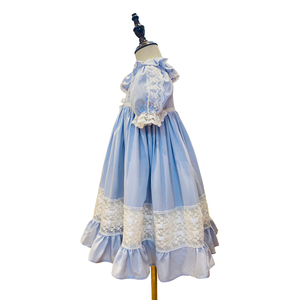 Nuevo modelo al por mayor 100% poliéster satén puff manga boutique vintage <span class=keywords><strong>moda</strong></span> niños reliquia vestidos para niñas - Product Image 3