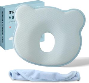 Juego de Ropa de Cama de <span class=keywords><strong>Algodón</strong></span> Transpirable y Seguro para Bebés, con Diseño de Osito, Almohadas de Espuma Viscoelástica para Recién Nacidos con Funda Extraíble - Product Image 1