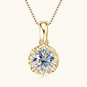 Collier Pendentif Moissanite VVS GRA Taille Ronde de 1 à 3 carats, Étoile Scintillante, en Argent 925 Plaqué Or, Vente en Gros Usine - Product Image 2