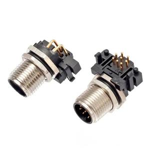 Fabrika M12 açılı soket vida 2-12 Pins 90 derece PCB Metal Panel dağı konnektörler erkek kadın a B <span class=keywords><strong>C</strong></span> D konnektörler - Product Image 1