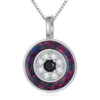 925 Sterling Silver Evil Eye Blue Opal Bijoux Pendentif Protection Charme Amulette Collier
