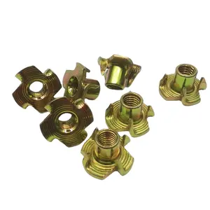 Free Sample Factory Price DIN1624 Reusable Furniture Fastener 1/4-20 Drive-in 4 Prong M3 Tee Nut T Nut For Speaker Assembly