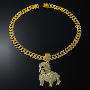 สร้อยคอจี้รูปเฟรนช์บูลด็อกสไตล์ฮิปฮอป ดีไซน์ใหม่ ปี 2026  สร้างสรรค์ไม่ซ้ำใคร สำหรับผู้ชาย ทำจากโลหะผสม  เครื่องประดับแฟชั่น - Product Image 1