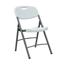 Chaise pliante portable en plastique PP blanc, robuste et grande capacité, pour jardin extérieur