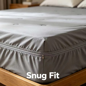 Protège-matelas en polyester gris, doux, respirant, silencieux, imperméable et extensible, <span class=keywords><strong>drap</strong></span>-<span class=keywords><strong>housse</strong></span> - Product Image 3
