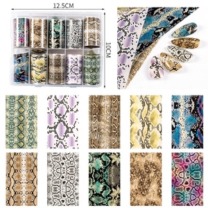 10 pièces/ensemble feuille léopard sur ongles motifs de fleurs de <span class=keywords><strong>serpent</strong></span> spéciaux feuille de transfert d'ongles ongles Art autocollants décorations - Product Image 2