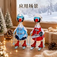 Ensemble d'accessoires de ski pour bébé de 7 pouces, motif canard blanc de dessin animé, tenues d'hiver, casque, skis et bâtons pour bébés de 0 à 24 mois