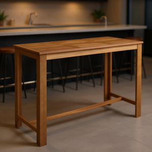 Mesa de Bar de Madera Maciza de Acacia, 59.1x27.6x41.3 Pulgadas, Diseño Contemporáneo, Muebles para Bar en Casa - Product Image 2