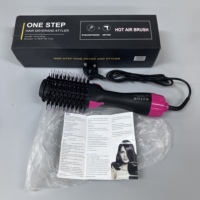Brosse sèche-cheveux compacte, brosse à air chaud compacte 2 en 1, sèche-cheveux et boucleur avec pochette de rangement pour un transport facile