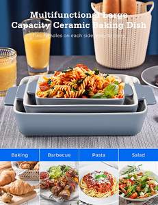 Offre Spéciale : Lot de 3 Plats de Cuisson Rectangulaires en Porcelaine, Durables, Antiadhésifs et Écologiques pour la Cuisine Domestique (Grandes Plaques <span class=keywords><strong>à</strong></span> Lasagne, Plats <span class=keywords><strong>à</strong></span> Casserole, Plats <span class=keywords><strong>à</strong></span> Four) - Product Image 4