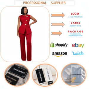 Conjunto de Moda J3479 <span class=keywords><strong>para</strong></span> Mujer, Top de Cuello Redondo y Pantalones Largos de Pierna Ancha, Conjunto de 2 Piezas, Atuendos Elegantes <span class=keywords><strong>para</strong></span> Oficina y Trabajo - Product Image 2
