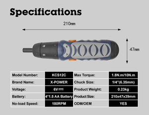 Tournevis électrique sans fil KCS12C 6V AA avec poignée <span class=keywords><strong>souple</strong></span> pour utilisation manuelle - Product Image 2