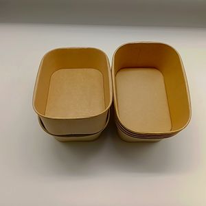 Couvercles rectangulaires jetables en papier biodégradable de qualité alimentaire, résistants aux fuites et à la graisse, en papier kraft, vente en gros pour salades rapides - Product Image 2